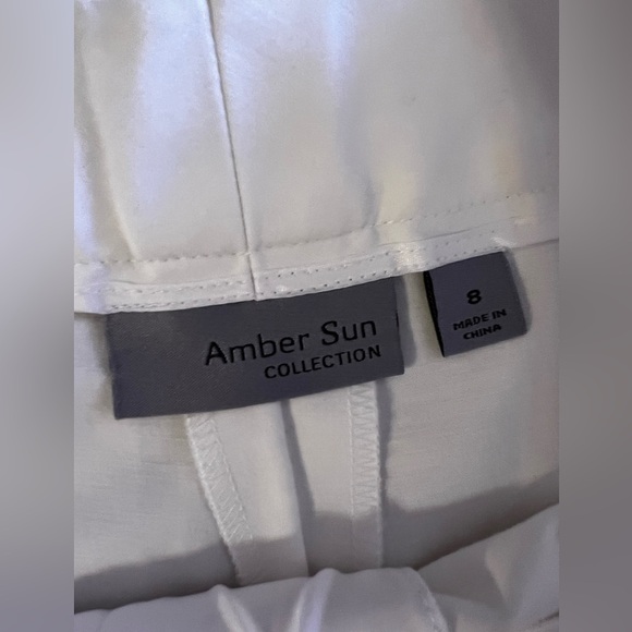 Amber Sun Collection Capri Pants 8 White Straight Leg Buttons Zipper cotton - Picture 6 of 16